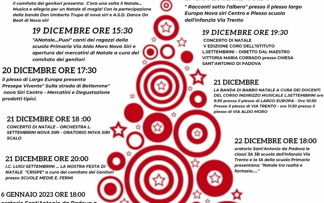 “Noi siamo… Natale 2022”: musica, danza, teatro e intrattenimento nel cartellone degli eventi natalizi promosso a Nova Siri dall’Istituto Comprensivo “Luigi Settembrini”