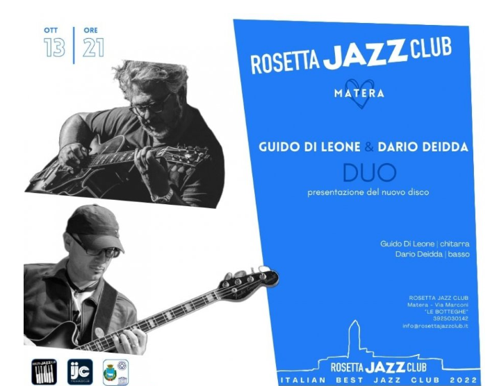 Matera, il 13 al Rosetta Jazz Club Guido Di Leone e Dario Deidda